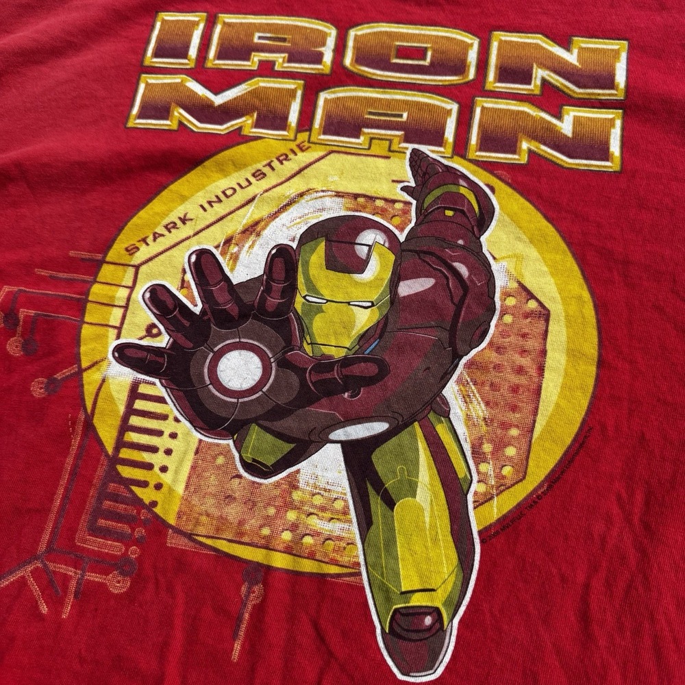 Vintage Y2K Marvel Iron Man T-Shirt Red Size 2XL Superhero‎ Tony Stark Delta Tag